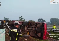 Breaking news: Bus Restu terguling di Tol Jombang, belasan penumpang dilarikan ke RS [titlebase] – Update Terbaru