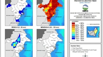 Daftar wilayah Kaltim yang diprediksi BMKG turun hujan hari ini 4 April 2026 [titlebase] – Simak Daerah Rentan & Tips Siaga